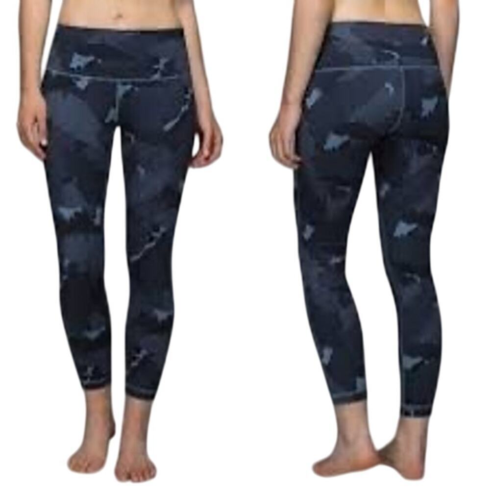 Lululemon High Times Pant *Full-On Luon Womens Sz 4 Palm Party Blue Denim Black
